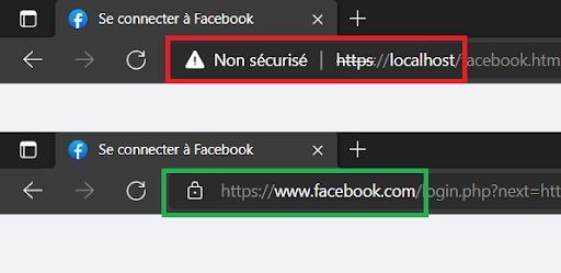 Comparaison de faux et vrai Facebook