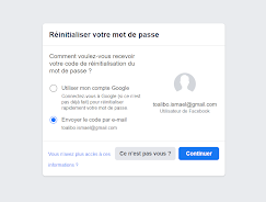 Récupération de compte Facebook